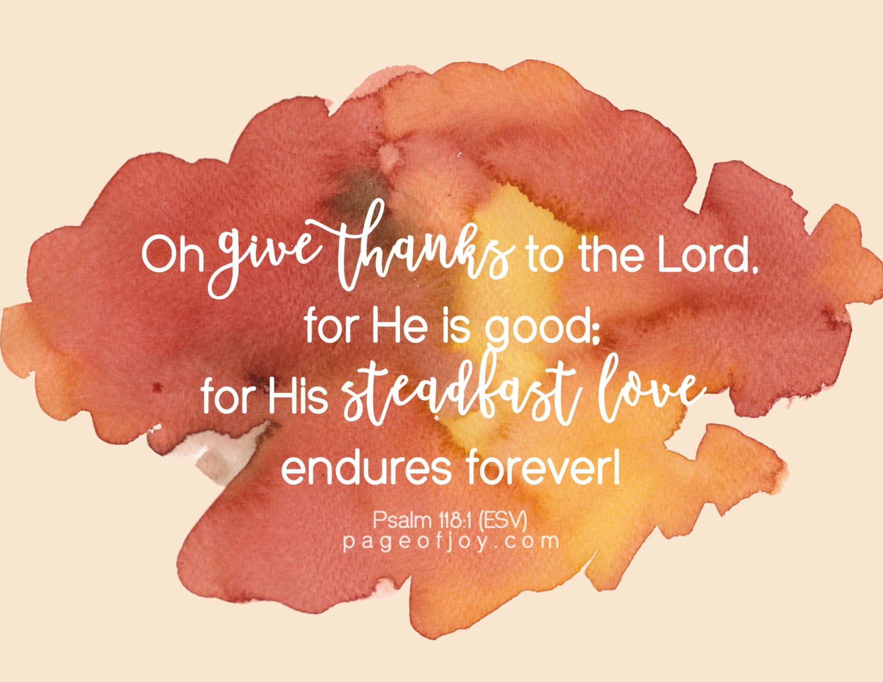 Thanksgiving Printable Bible Verse | Page of Joy